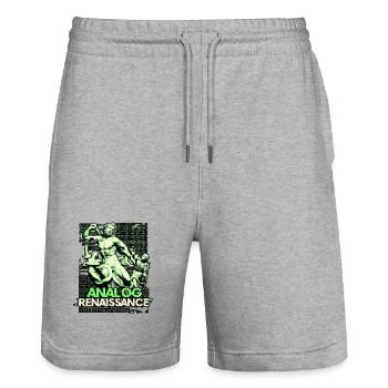 Renaissance analogique - Short de jogging bio TRAINER Stanley/Stella unisexe - gris chiné - Devant - Nik (191cm) & Marisol (170cm)