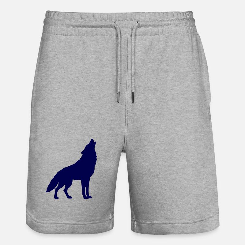 Silhouette du Loup Bleu Minuit - Short de jogging bio TRAINER Stanley/Stella unisexe - gris chiné