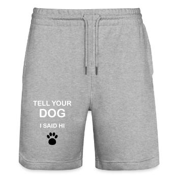Hundebesitzer - "Tell Your Dog I Said Hi" - Stanley/Stella Unisex Bio Joggingshorts Trainer  - Grau meliert - Vorne - Nik (191cm) & Marisol (170cm)