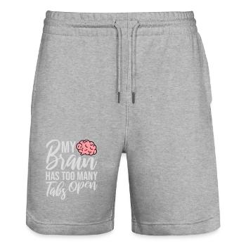 My Brain Has Too Many Tabs Open Lustig Grübeln - Stanley/Stella Unisex Bio Joggingshorts Trainer  - Grau meliert - Vorne - Nik (191cm) & Marisol (170cm)