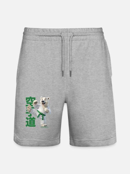 Karate Eisbär - Stanley/Stella Unisex Bio Joggingshorts Trainer - Grau meliert