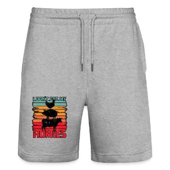 I Don't Eat My Hombies - Stanley/Stella Trainer Unisex Organic Jogging Shorts - heather grey - Front - Nik (191cm) & Marisol (170cm)