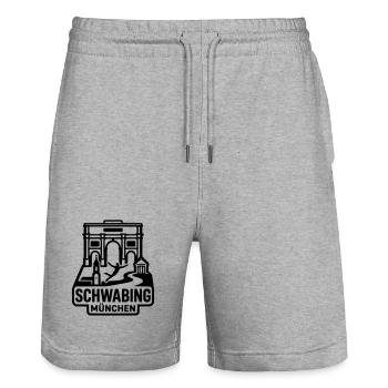 München Schwabing – Minimalistisches Skyline  - Stanley/Stella Unisex Bio Joggingshorts Trainer  - Grau meliert - Vorne - Nik (191cm) & Marisol (170cm)