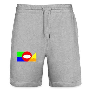 Composition des blocs de couleurs de la géométrie néon - Short de jogging bio TRAINER Stanley/Stella unisexe - gris chiné - Devant - Nik (191cm) & Marisol (170cm)