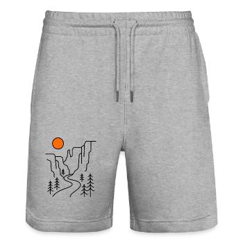 Canyon Mountains Line Art Hiking Gift - Stanley/Stella Trainer Unisex Organic Jogging Shorts - heather grey - Front - Nik (191cm) & Marisol (170cm)