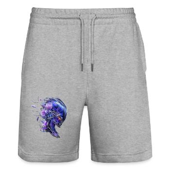 Spectre chromé et orchidées - Short de jogging bio TRAINER Stanley/Stella unisexe - gris chiné - Devant - Nik (191cm) & Marisol (170cm)