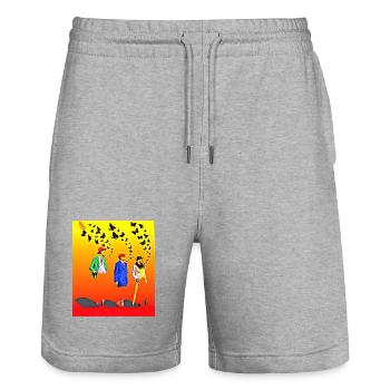 Kongolesische Pioniere und fliegende Schmetterlinge - Stanley/Stella Unisex Bio Joggingshorts Trainer  - Grau meliert - Vorne - Nik (191cm) & Marisol (170cm)