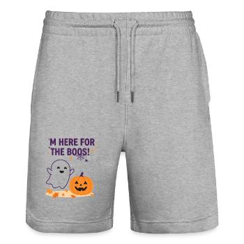 Ich bin hier für den wütenden Geist – lustiges Halloween - Stanley/Stella Unisex Bio Joggingshorts Trainer  - Grau meliert - Vorne - Nik (191cm) & Marisol (170cm)