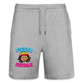 Fiesta Fatale Rasta Cartoon - Short de jogging bio TRAINER Stanley/Stella unisexe - gris chiné - Devant - Nik (191cm) & Marisol (170cm)