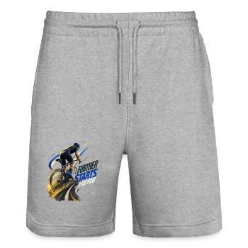 Elektrostart-Radfahrer - Stanley/Stella Unisex Bio Joggingshorts Trainer  - Grau meliert - Vorne - Nik (191cm) & Marisol (170cm)