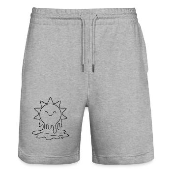Il fait tellement chaud... Le soleil fond en couleur - Short de jogging bio TRAINER Stanley/Stella unisexe - gris chiné - Devant - Nik (191cm) & Marisol (170cm)