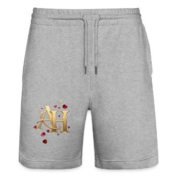 Goldenes AH Herzensschrift - Stanley/Stella Unisex Bio Joggingshorts Trainer  - Grau meliert - Vorne - Nik (191cm) & Marisol (170cm)