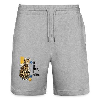 If I fit in, I sit in it – Bengal in a vase - Stanley/Stella Trainer Unisex Organic Jogging Shorts - heather grey - Front - Nik (191cm) & Marisol (170cm)