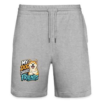 Akita - Short de jogging bio TRAINER Stanley/Stella unisexe - gris chiné - Devant - Nik (191cm) & Marisol (170cm)