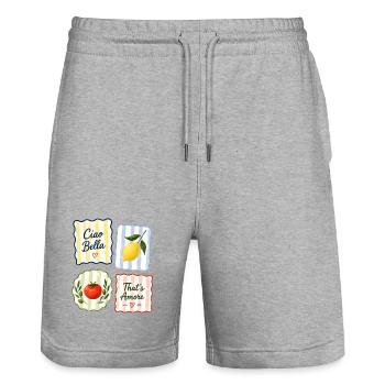 Ciao Bella That’s Amore Italien Sommer - Stanley/Stella Unisex Bio Joggingshorts Trainer  - Grau meliert - Vorne - Nik (191cm) & Marisol (170cm)