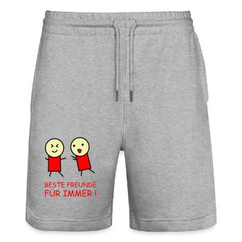 Beste Freunde Für Immer Duo - Stanley/Stella Unisex Bio Joggingshorts Trainer  - Grau meliert - Vorne - Nik (191cm) & Marisol (170cm)