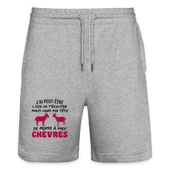 In My Head I Think About My Goats - Stanley/Stella Trainer Unisex Organic Jogging Shorts - heather grey - Front - Nik (191cm) & Marisol (170cm)