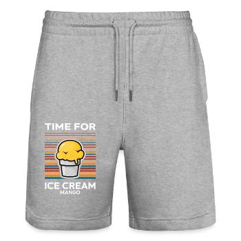Time for Ice Cream Mango - Stanley/Stella Unisex Bio Joggingshorts Trainer  - Grau meliert - Vorne - Nik (191cm) & Marisol (170cm)