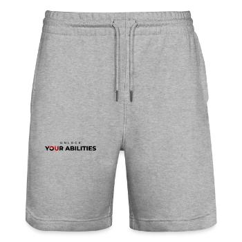 Unlock your Abilities Premium - Stanley/Stella Unisex Bio Joggingshorts Trainer  - Grau meliert - Vorne - Nik (191cm) & Marisol (170cm)