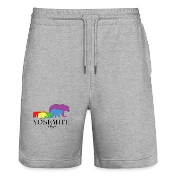 Yosemite Village - Stanley/Stella Trainer Unisex Organic Jogging Shorts - heather grey - Front - Nik (191cm) & Marisol (170cm)
