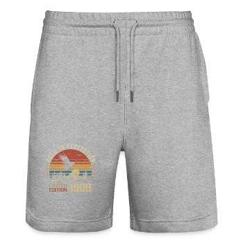 Vintage 1988 Limited Edition 1988 Retro 1988 - Stanley/Stella Trainer Unisex Organic Jogging Shorts - heather grey - Front - Nik (191cm) & Marisol (170cm)