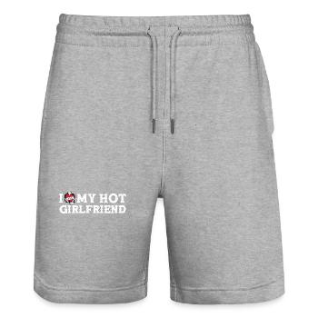 Vintage I Love My Hot Girlfriend - I Heart My - Short de jogging bio TRAINER Stanley/Stella unisexe - gris chiné - Devant - Nik (191cm) & Marisol (170cm)