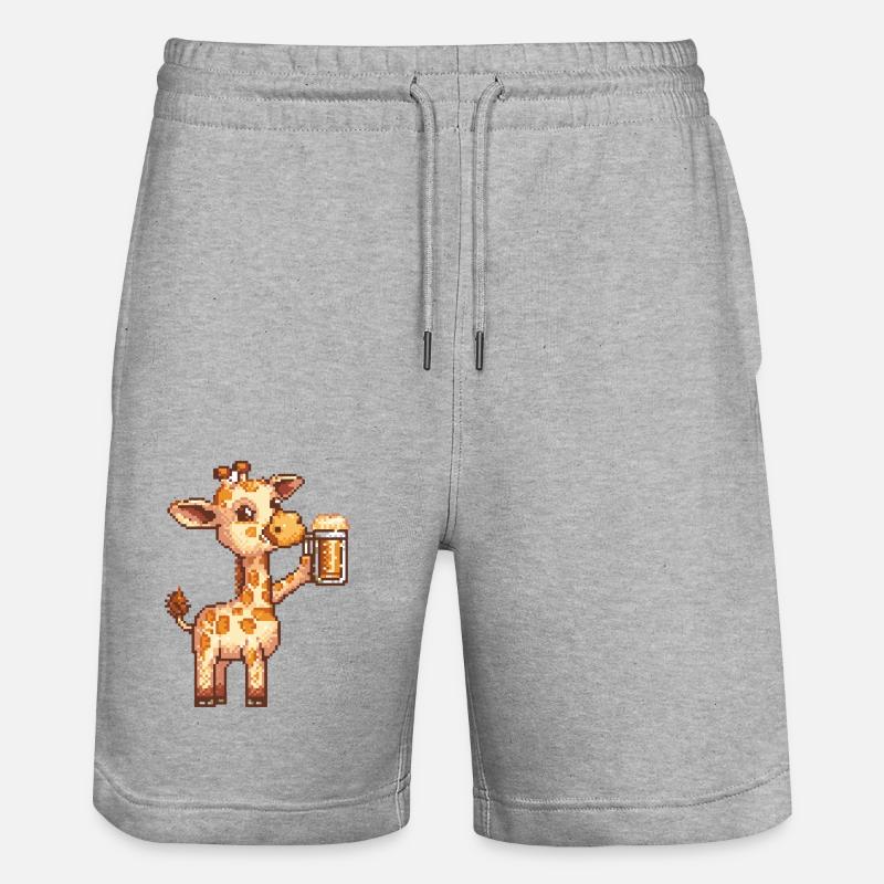 Girafe Pixel Bière - Short de jogging bio TRAINER Stanley/Stella unisexe - gris chiné