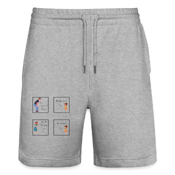No | Child | Funny | Toddler | Dad - Stanley/Stella Trainer Unisex Organic Jogging Shorts - heather grey - Front - Nik (191cm) & Marisol (170cm)