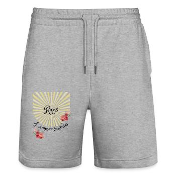 Sommer | Summer | Baum | Blüten | Sonnenschein - Stanley/Stella Unisex Bio Joggingshorts Trainer  - Grau meliert - Vorne - Nik (191cm) & Marisol (170cm)