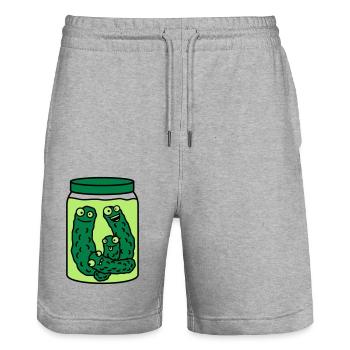 Funny Cucumber Preserving Jar - Stanley/Stella Trainer Unisex Organic Jogging Shorts - heather grey - Front - Nik (191cm) & Marisol (170cm)