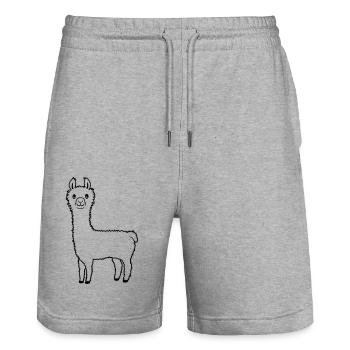 Lama animal préféré des alpagas - Short de jogging bio TRAINER Stanley/Stella unisexe - gris chiné - Devant - Nik (191cm) & Marisol (170cm)