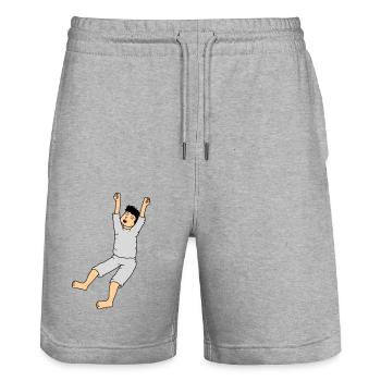 Mann im Schlafanzug - Stanley/Stella Unisex Bio Joggingshorts Trainer  - Grau meliert - Vorne - Nik (191cm) & Marisol (170cm)