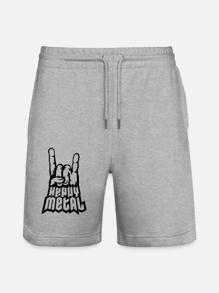 Håndskilt tungmetalllogo - Stanley/Stella Trainer økologisk unisex-løpeshorts - gråmelert