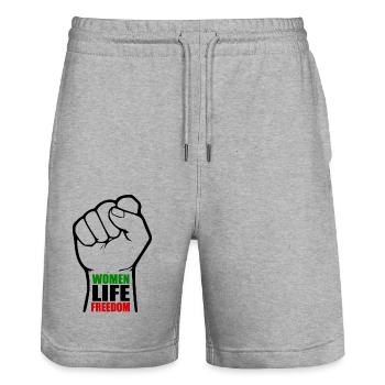 Women life freedom - Short de jogging bio TRAINER Stanley/Stella unisexe - gris chiné - Devant - Nik (191cm) & Marisol (170cm)