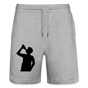 Bier trinken Mann Silhouette - Stanley/Stella Unisex Bio Joggingshorts Trainer  - Grau meliert - Vorne - Nik (191cm) & Marisol (170cm)