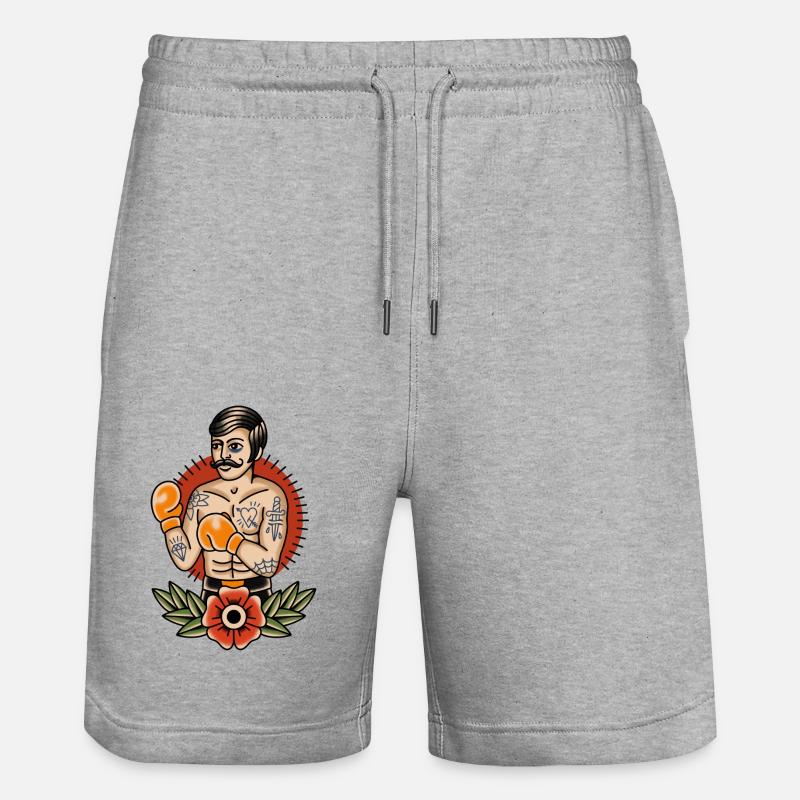Old school Tattoo Stil Boxer - Stanley/Stella Unisex Bio Joggingshorts Trainer  - Grau meliert