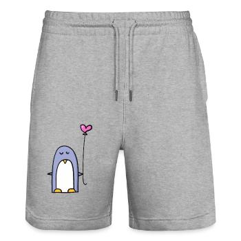 Pinguin mit Herzballon - Stanley/Stella Unisex Bio Joggingshorts Trainer  - Grau meliert - Vorne - Nik (191cm) & Marisol (170cm)