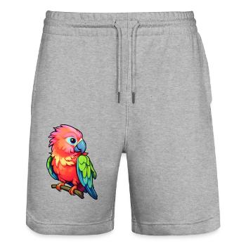 Perroquet - Short de jogging bio TRAINER Stanley/Stella unisexe - gris chiné - Devant - Nik (191cm) & Marisol (170cm)