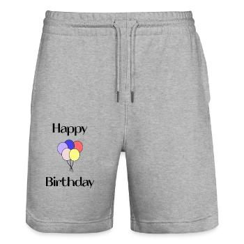 100. 100 YEARS. 100th ANNIVERSARY. 100 BIRTHDAY - Stanley/Stella Trainer Unisex Organic Jogging Shorts - heather grey - Front - Nik (191cm) & Marisol (170cm)