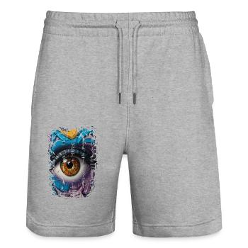 Graffiti Street Art Spray pochoir Vintage rétro - Short de jogging bio TRAINER Stanley/Stella unisexe - gris chiné - Devant - Nik (191cm) & Marisol (170cm)