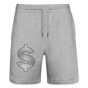 Signe de dollar en argent - Short de jogging bio TRAINER Stanley/Stella unisexe - gris chiné - Devant - Nik (191cm) & Marisol (170cm)