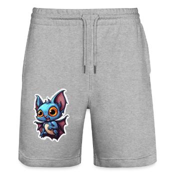 Bat / Vampire / Dracula / Animal / Halloween - Stanley/Stella Trainer Unisex Organic Jogging Shorts - heather grey - Front - Nik (191cm) & Marisol (170cm)