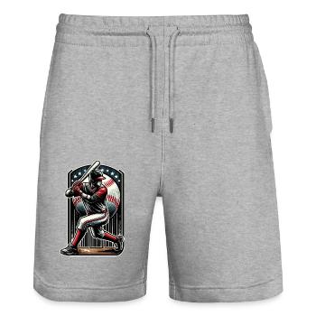 Baseball - Short de jogging bio TRAINER Stanley/Stella unisexe - gris chiné - Devant - Nik (191cm) & Marisol (170cm)