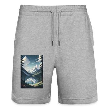 Der Seelen- See - Stanley/Stella Unisex Bio Joggingshorts Trainer  - Grau meliert - Vorne - Nik (191cm) & Marisol (170cm)