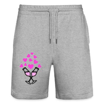 🥂💖Romantic toast design for specialdays - Stanley/Stella Trainer Unisex Organic Jogging Shorts - heather grey - Front - Nik (191cm) & Marisol (170cm)