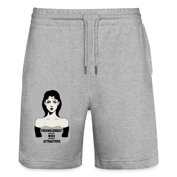 Schönheit mit Biss: Freundlichkeit macht attraktiv - Stanley/Stella Unisex Bio Joggingshorts Trainer  - Grau meliert - Vorne - Nik (191cm) & Marisol (170cm)