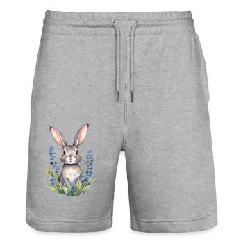 Texas Bluebonnet lapin lapin - Short de jogging bio TRAINER Stanley/Stella unisexe - gris chiné - Devant - Nik (191cm) & Marisol (170cm)