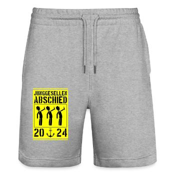 Junggesellenabschied 2024 - Stanley/Stella Unisex Bio Joggingshorts Trainer  - Grau meliert - Vorne - Nik (191cm) & Marisol (170cm)