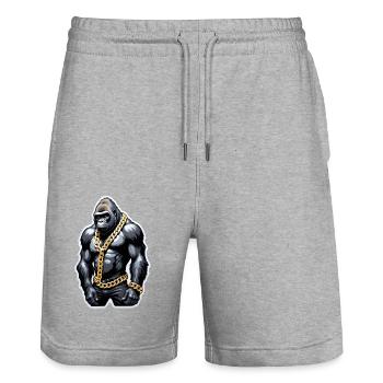 gorille avec chaine en or - Short de jogging bio TRAINER Stanley/Stella unisexe - gris chiné - Devant - Nik (191cm) & Marisol (170cm)