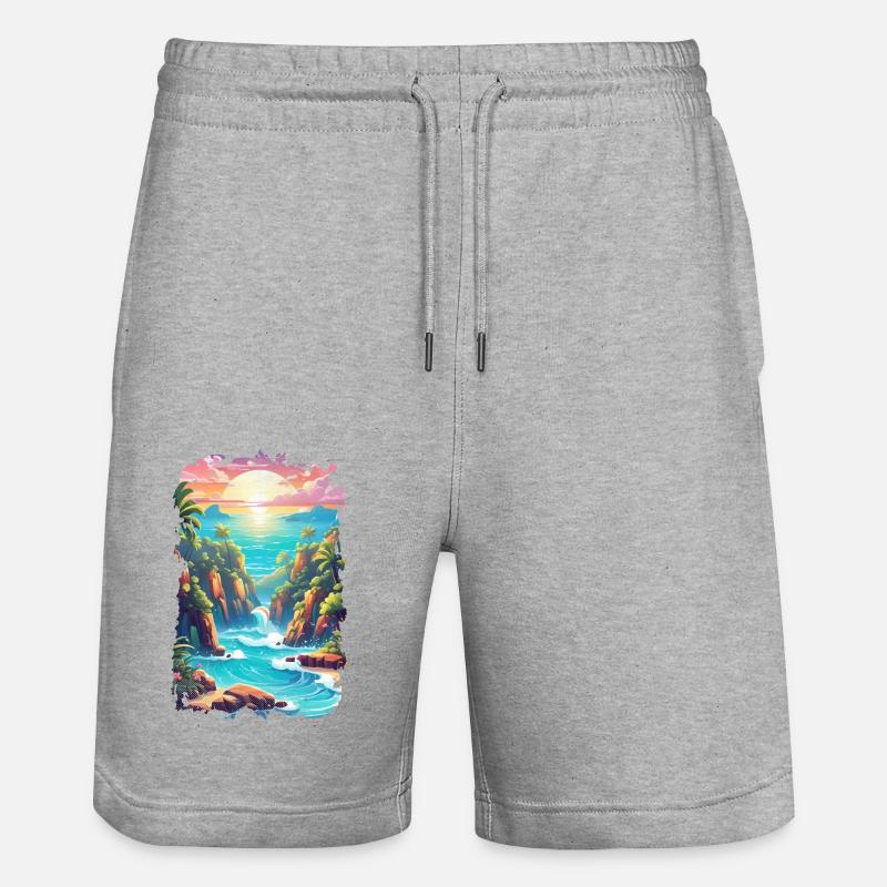 plage vacances soleil mer - Short de jogging bio TRAINER Stanley/Stella unisexe - gris chiné